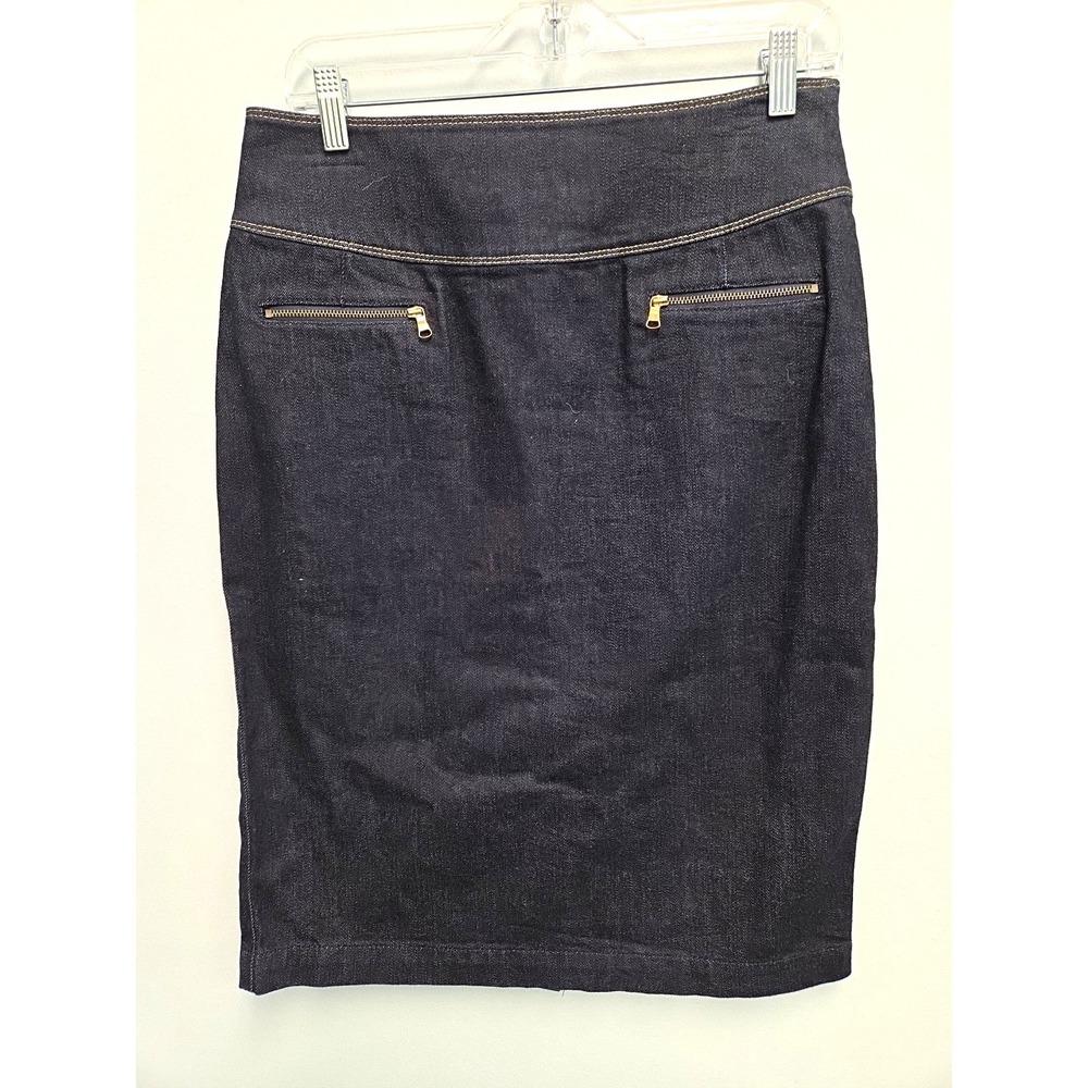 LRL Ralph Lauren Jeans Co Dark Wash Denim Pencil Skirt Size 6 Side Zip Pockets